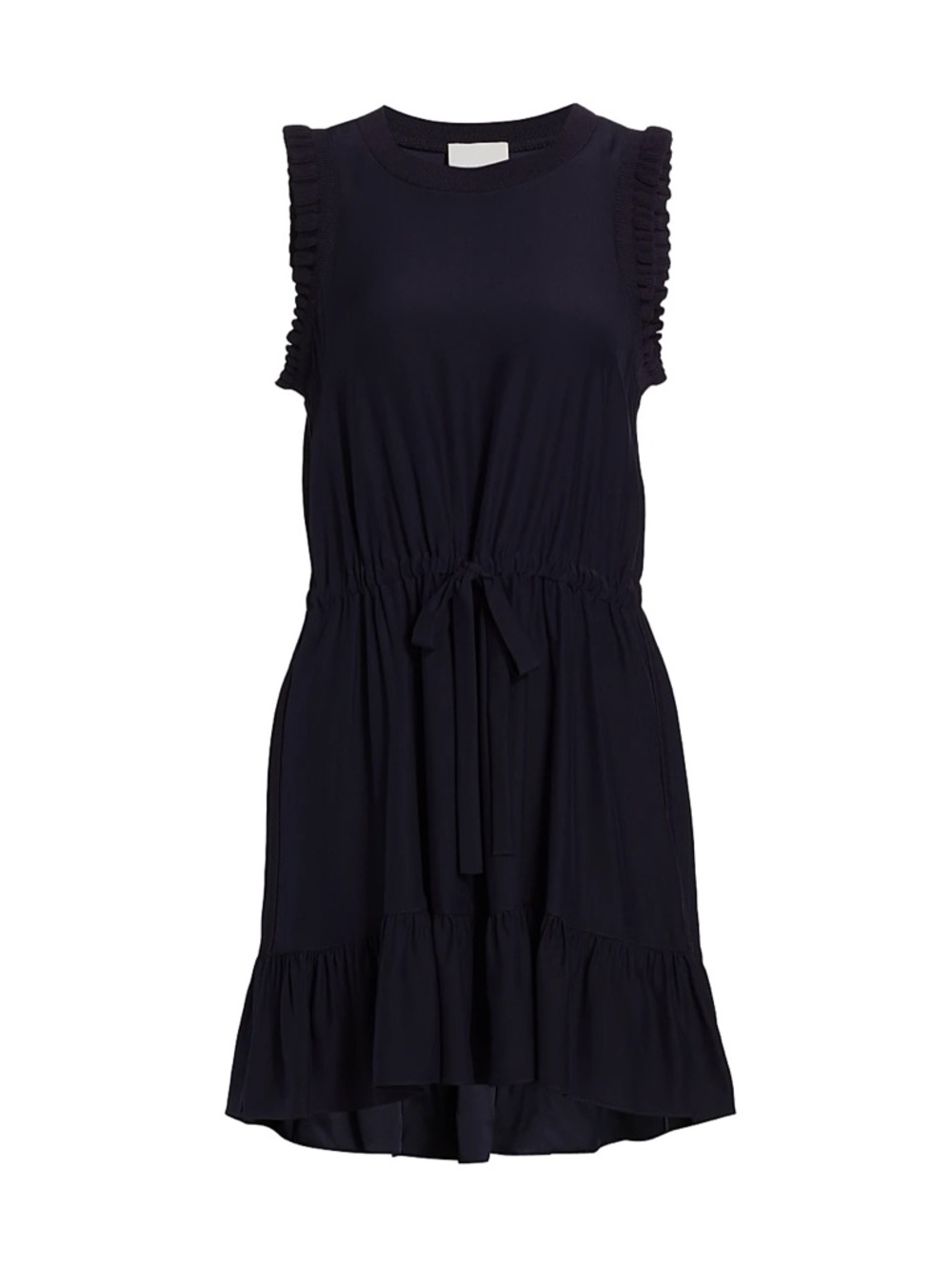 Sleeveless Ruffle Tie-Waist Dress in Dark Navy